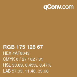颜色代码: RGB 175 128 67 | qconv.com