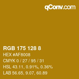 Color code: RGB 175 128 8 | qconv.com