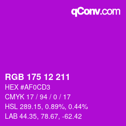Color code: RGB 175 12 211 | qconv.com