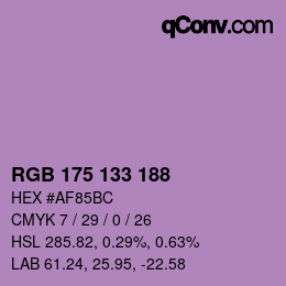 Color code: RGB 175 133 188 | qconv.com