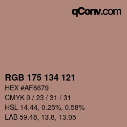 Color code: RGB 175 134 121 | qconv.com