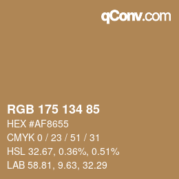 Color code: RGB 175 134 85 | qconv.com