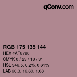Color code: RGB 175 135 144 | qconv.com
