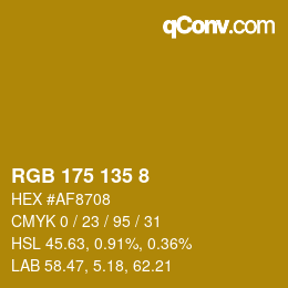 颜色代码: RGB 175 135 8 | qconv.com