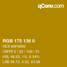 Código de color: RGB 175 136 0 | qconv.com