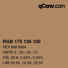 Color code: RGB 175 136 100 | qconv.com