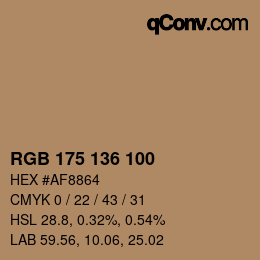 Color code: RGB 175 136 100 | qconv.com