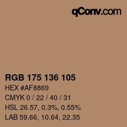 Color code: RGB 175 136 105 | qconv.com