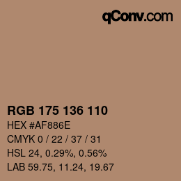 Color code: RGB 175 136 110 | qconv.com