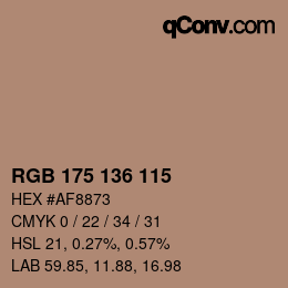 Color code: RGB 175 136 115 | qconv.com