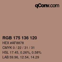 Color code: RGB 175 136 120 | qconv.com