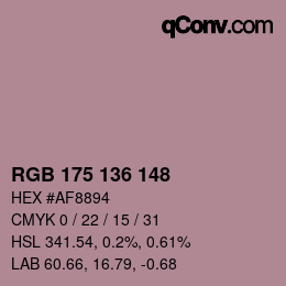 Color code: RGB 175 136 148 | qconv.com
