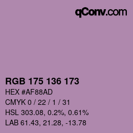 Color code: RGB 175 136 173 | qconv.com