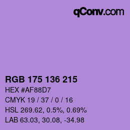 Color code: RGB 175 136 215 | qconv.com