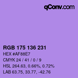 Color code: RGB 175 136 231 | qconv.com