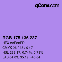 Color code: RGB 175 136 237 | qconv.com