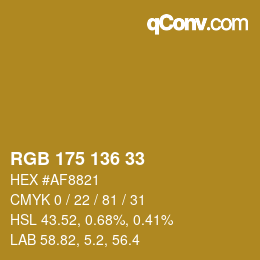 Color code: RGB 175 136 33 | qconv.com