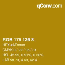 Farbcode: RGB 175 136 8 | qconv.com