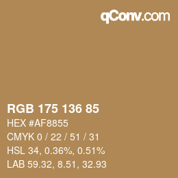 Color code: RGB 175 136 85 | qconv.com