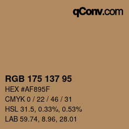 カラーコード: RGB 175 137 95 | qconv.com