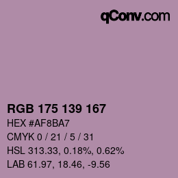 颜色代码: RGB 175 139 167 | qconv.com