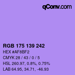 Color code: RGB 175 139 242 | qconv.com