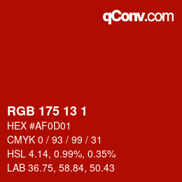 Color code: RGB 175 13 1 | qconv.com