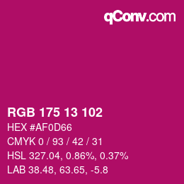 Color code: RGB 175 13 102 | qconv.com
