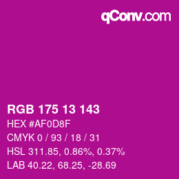 Color code: RGB 175 13 143 | qconv.com