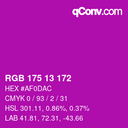 Color code: RGB 175 13 172 | qconv.com