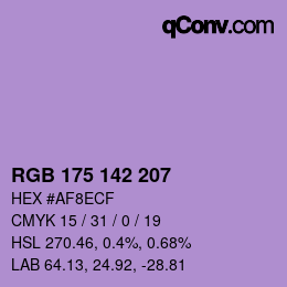 Color code: RGB 175 142 207 | qconv.com