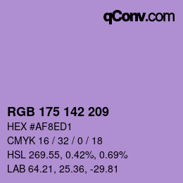 Color code: RGB 175 142 209 | qconv.com