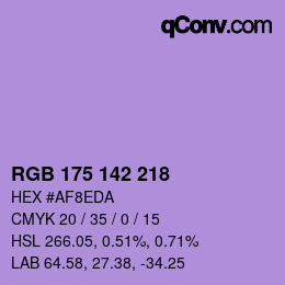 Color code: RGB 175 142 218 | qconv.com