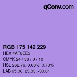 Color code: RGB 175 142 229 | qconv.com