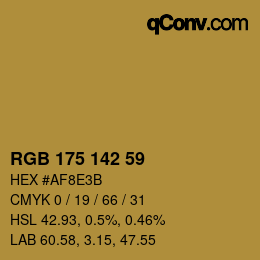 Color code: RGB 175 142 59 | qconv.com