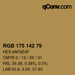 Color code: RGB 175 142 79 | qconv.com