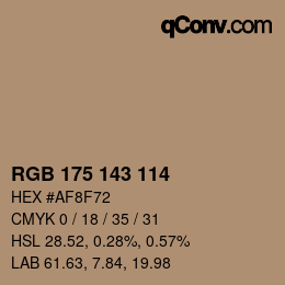 Color code: RGB 175 143 114 | qconv.com