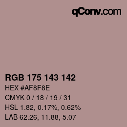 Color code: RGB 175 143 142 | qconv.com