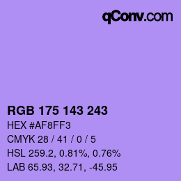 Color code: RGB 175 143 243 | qconv.com
