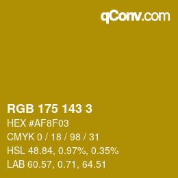 Color code: RGB 175 143 3 | qconv.com