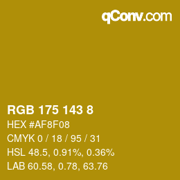 Color code: RGB 175 143 8 | qconv.com