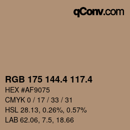 カラーコード: RGB 175 144.4 117.4 | qconv.com