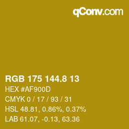 Color code: RGB 175 144.8 13 | qconv.com