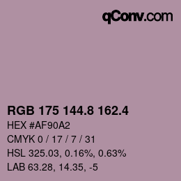 カラーコード: RGB 175 144.8 162.4 | qconv.com