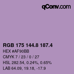 カラーコード: RGB 175 144.8 187.4 | qconv.com
