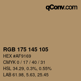Color code: RGB 175 145 105 | qconv.com