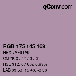 颜色代码: RGB 175 145 169 | qconv.com