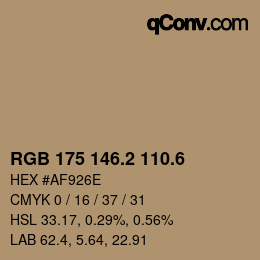 カラーコード: RGB 175 146.2 110.6 | qconv.com