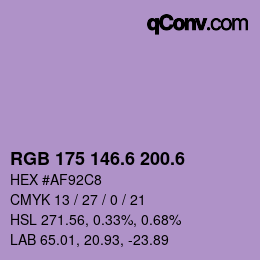 カラーコード: RGB 175 146.6 200.6 | qconv.com