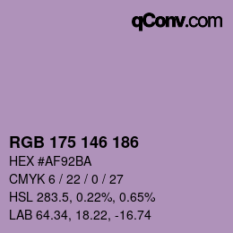 颜色代码: RGB 175 146 186 | qconv.com
